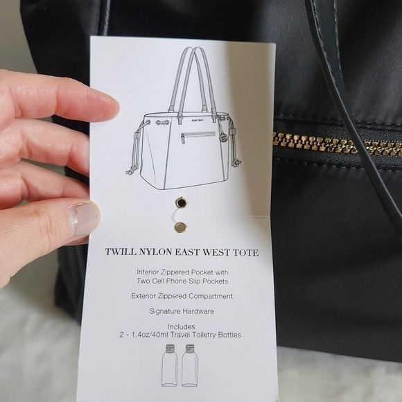 Ellen Tracy Black Gold Twill Nylon East West Tote Shoulder Bag Purse NWT - Picture 16 of 16